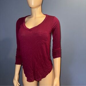 Fashion Nova Deep Red V-Neck Long Sleeve Top